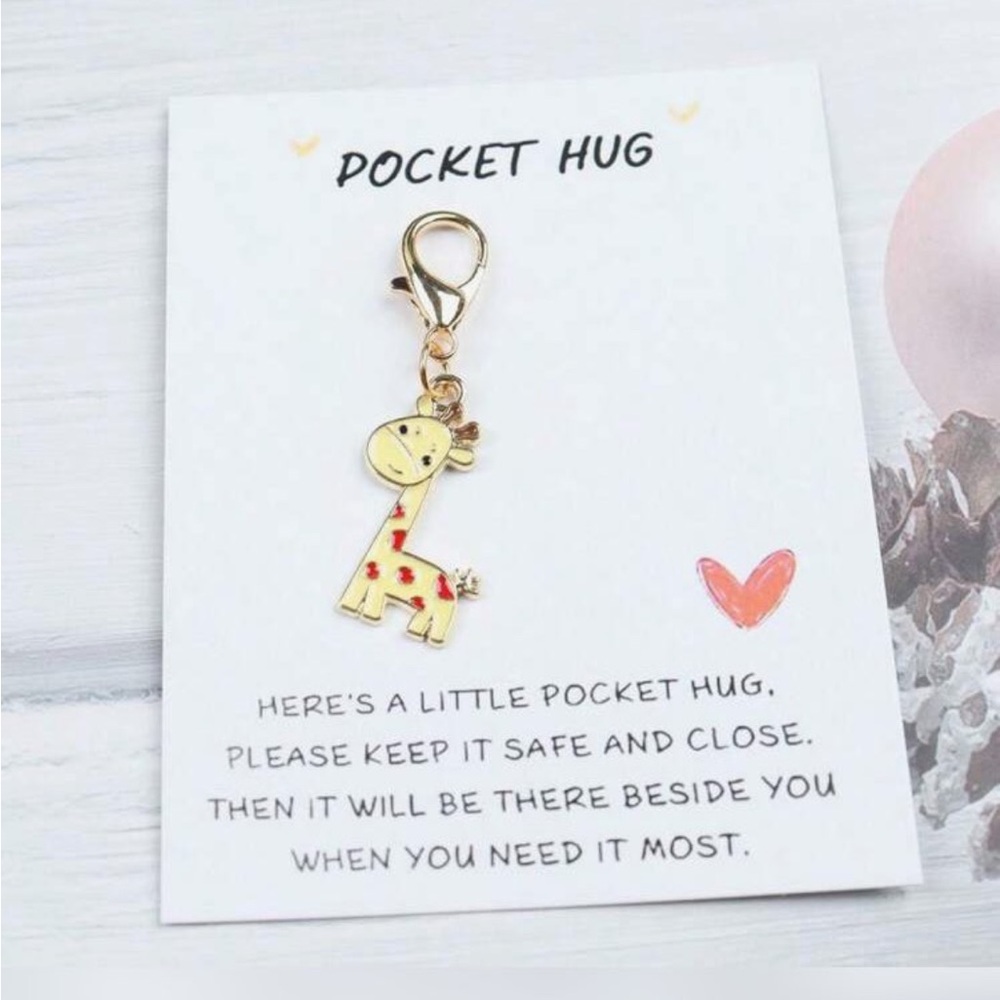 Cute Giraffe Pocket Hug Keychain new